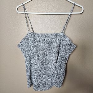 Banana Republic White/Black Abstract Pleated Smocked Camisole-Size M (NWT)